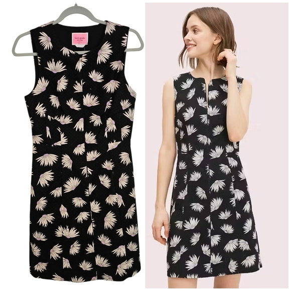 Kate Spade Falling Flower Sheath Zip Up Floral Dress Sleeveless - Picture 1 of 7